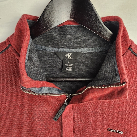 Mens Calvin Klein Red Knit Sweater Pullover - Picture 6 of 14